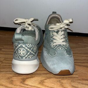 Tory Burch Sage Green T Monogram Logo Sneakers
